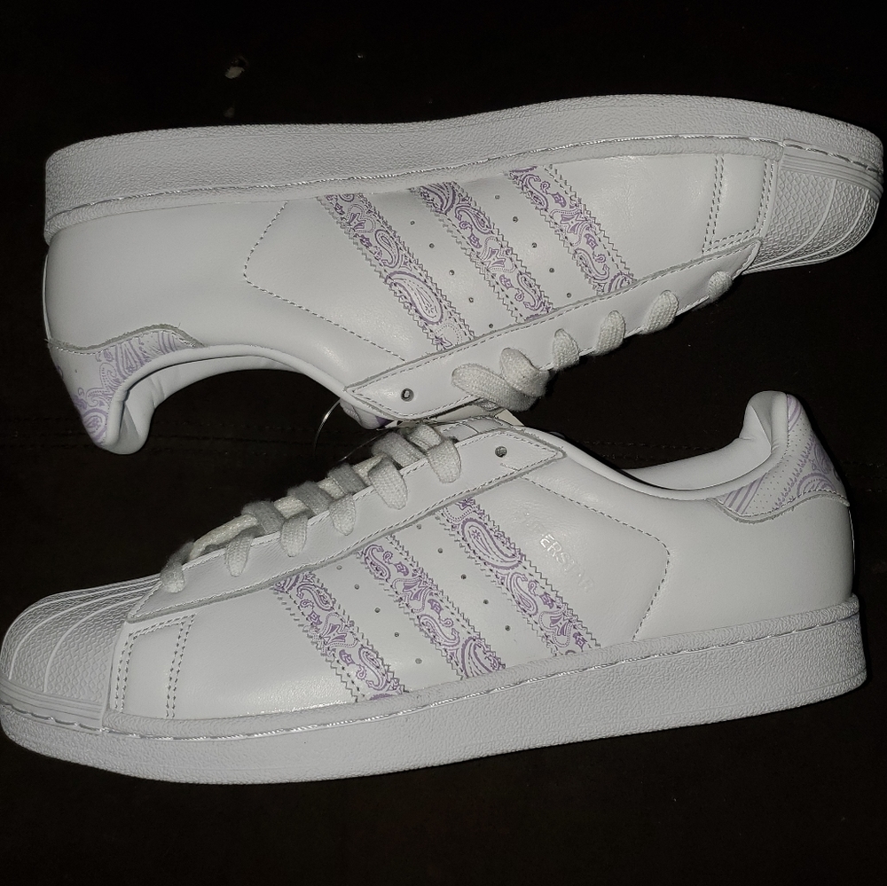 Adidas Superstar White & Purple Men US 11